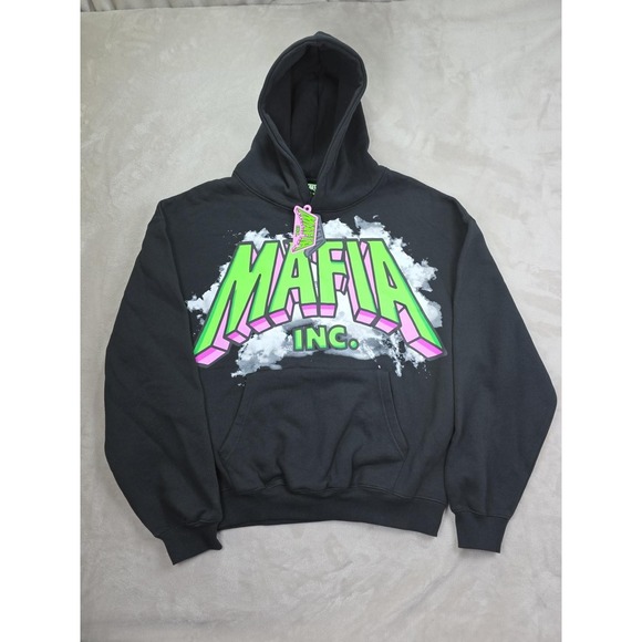 Airrack Mafia Inc Hoodie Mens Large Black Graphic Pullover Streetwear Sweatshirt - Picture 2 of 8